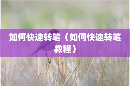 如何快速转笔（如何快速转笔教程）