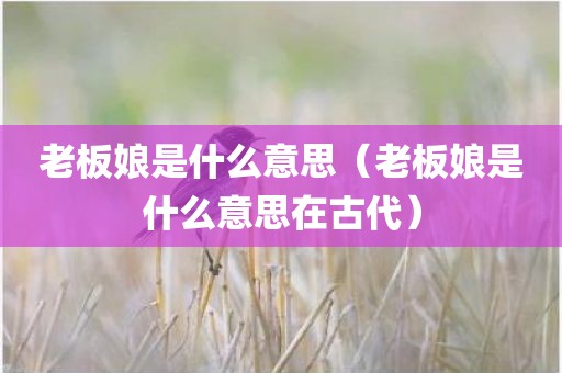 老板娘是什么意思（老板娘是什么意思在古代）