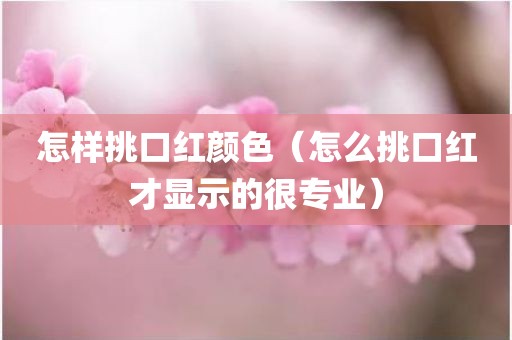 怎样挑口红颜色（怎么挑口红才显示的很专业）
