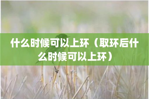 什么时候可以上环（取环后什么时候可以上环）