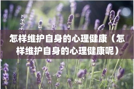 怎样维护自身的心理健康（怎样维护自身的心理健康呢）