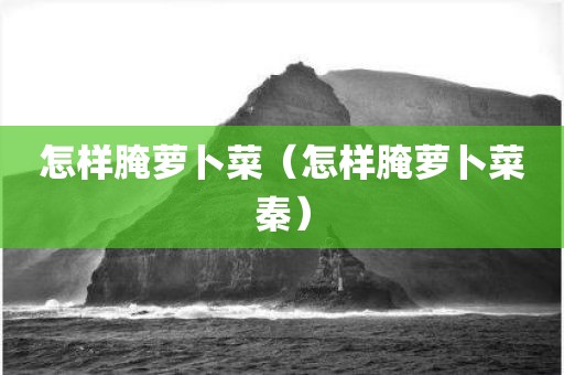 怎样腌萝卜菜（怎样腌萝卜菜秦）