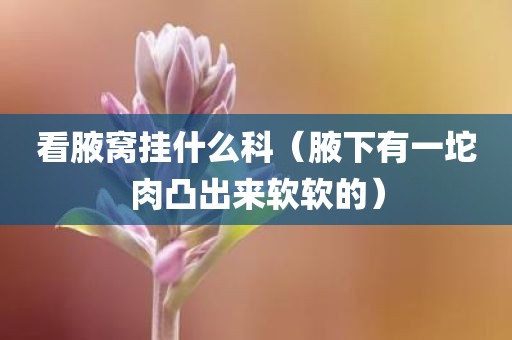 看腋窝挂什么科（腋下有一坨肉凸出来软软的）