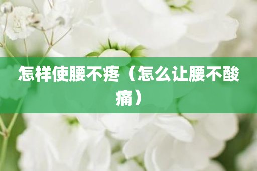 怎样使腰不疼（怎么让腰不酸痛）