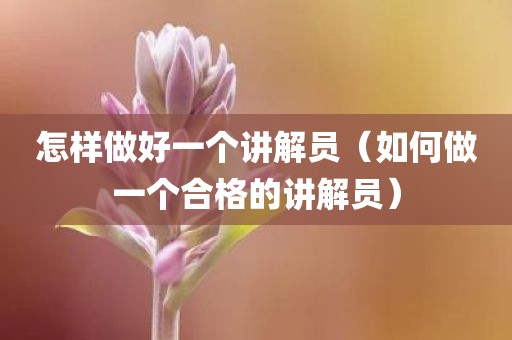 怎样做好一个讲解员（如何做一个合格的讲解员）