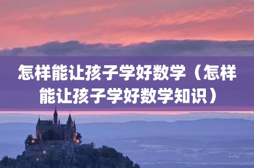 怎样能让孩子学好数学（怎样能让孩子学好数学知识）