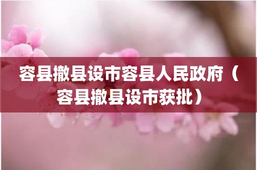 容县撤县设市容县人民政府（容县撤县设市获批）