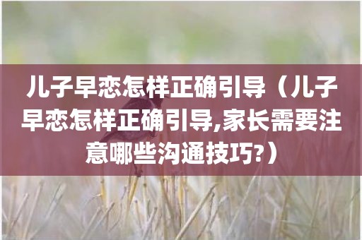 儿子早恋怎样正确引导（儿子早恋怎样正确引导,家长需要注意哪些沟通技巧?）