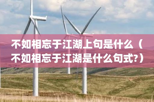不如相忘于江湖上句是什么（不如相忘于江湖是什么句式?）