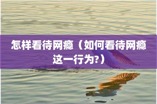 怎样看待网瘾（如何看待网瘾这一行为?）