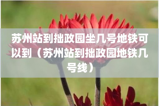 苏州站到拙政园坐几号地铁可以到（苏州站到拙政园地铁几号线）