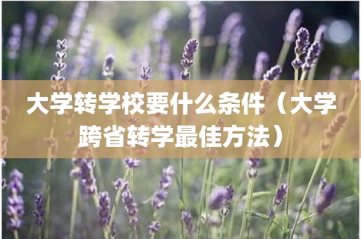 大学转学校要什么条件（大学跨省转学最佳方法）
