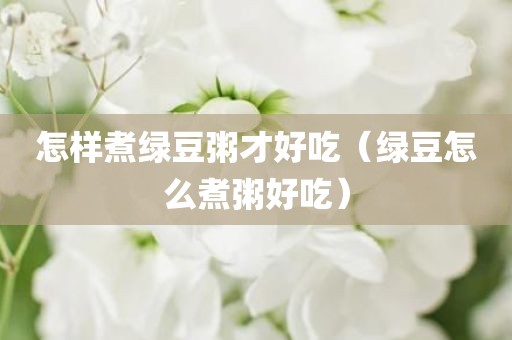 怎样煮绿豆粥才好吃（绿豆怎么煮粥好吃）