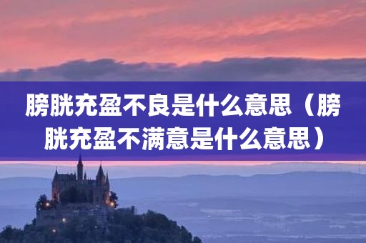 膀胱充盈不良是什么意思（膀胱充盈不满意是什么意思）