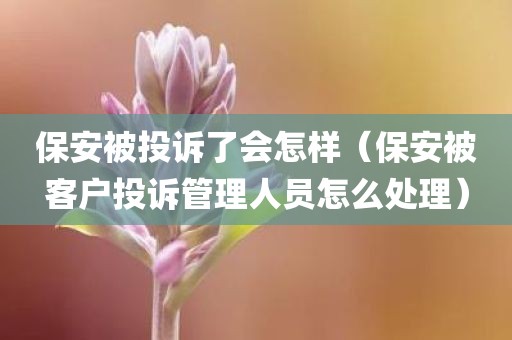 保安被投诉了会怎样（保安被客户投诉管理人员怎么处理）
