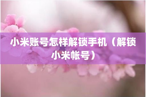 小米账号怎样解锁手机（解锁小米帐号）