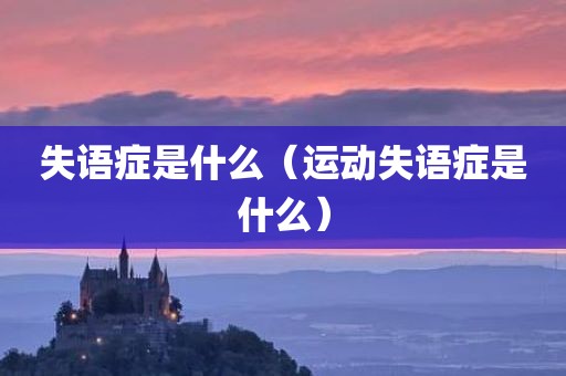 失语症是什么(运动失语症是什么)