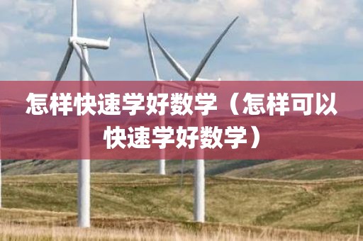 怎样快速学好数学（怎样可以快速学好数学）