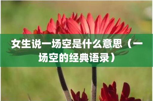 女生说一场空是什么意思（一场空的经典语录）