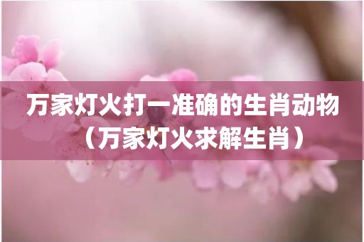 万家灯火打一准确的生肖动物（万家灯火求解生肖）