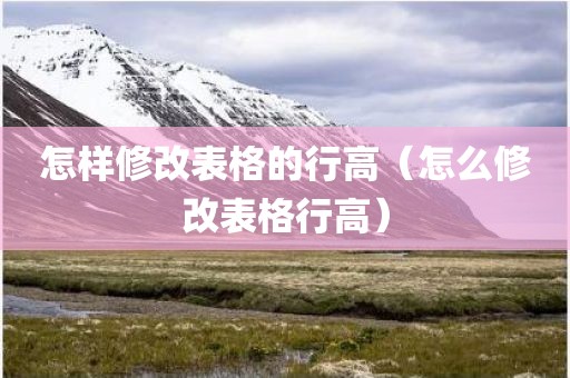 怎样修改表格的行高（怎么修改表格行高）