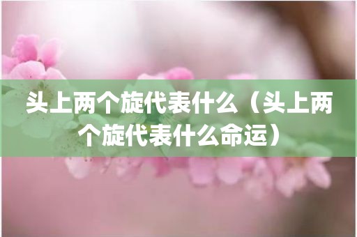 头上两个旋代表什么（头上两个旋代表什么命运）