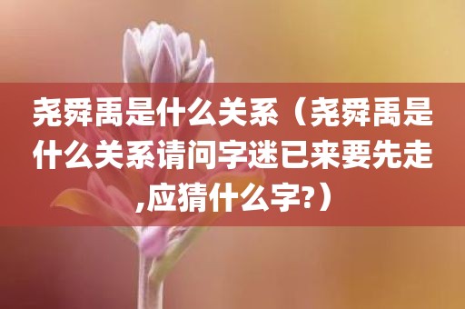 尧舜禹是什么关系（尧舜禹是什么关系请问字迷已来要先走,应猜什么字?）