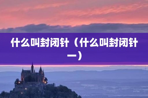 什么叫封闭针（什么叫封闭针一）