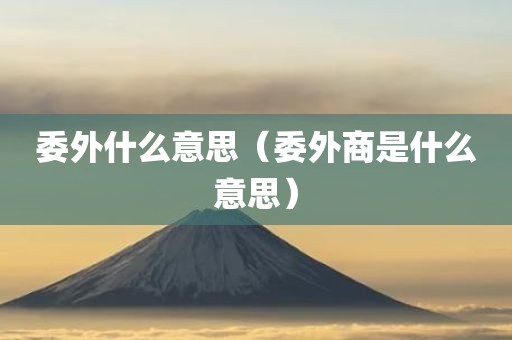 委外什么意思（委外商是什么意思）