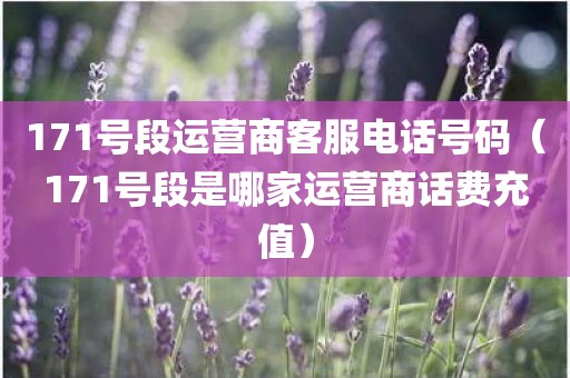 171号段运营商客服电话号码（171号段是哪家运营商话费充值）