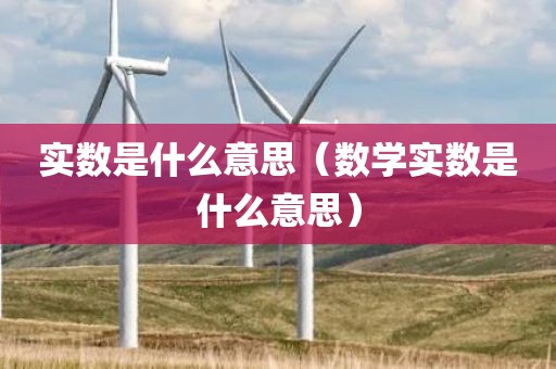 实数是什么意思（数学实数是什么意思）