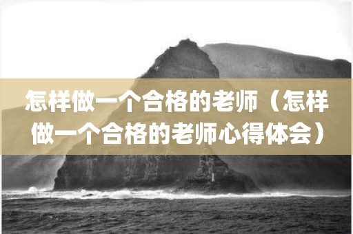 怎样做一个合格的老师（怎样做一个合格的老师心得体会）
