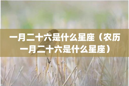 一月二十六是什么星座（农历一月二十六是什么星座）