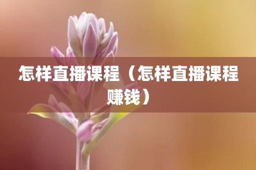 怎样直播课程（怎样直播课程赚钱）