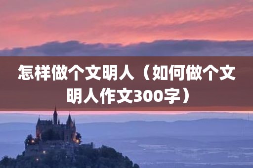 怎样做个文明人（如何做个文明人作文300字）