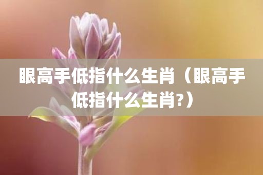 眼高手低指什么生肖（眼高手低指什么生肖?）