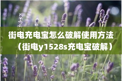 街电充电宝怎么破解使用方法（街电y1528s充电宝破解）