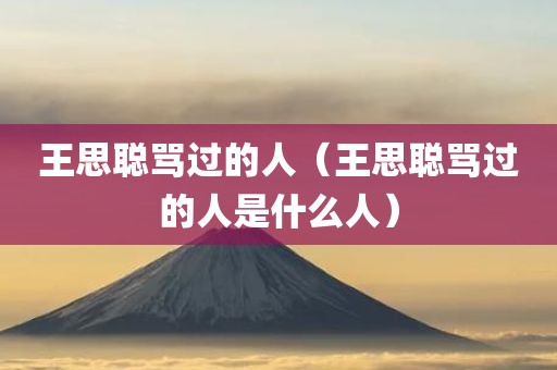 王思聪骂过的人（王思聪骂过的人是什么人）