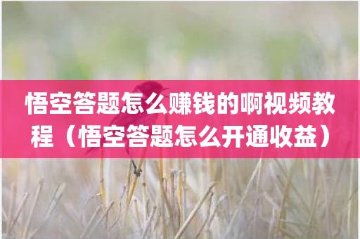 悟空答题怎么赚钱的啊视频教程（悟空答题怎么开通收益）