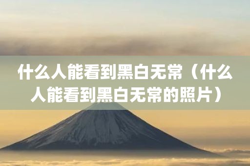 什么人能看到黑白无常（什么人能看到黑白无常的照片）