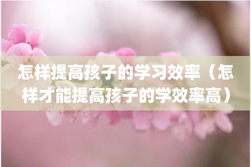 怎样提高孩子的学习效率(怎样才能提高孩子的学效率高) 怎样提高孩子的学习效率(怎样才能提高孩子的学效率高)