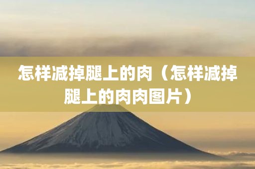 怎样减掉腿上的肉（怎样减掉腿上的肉肉图片）