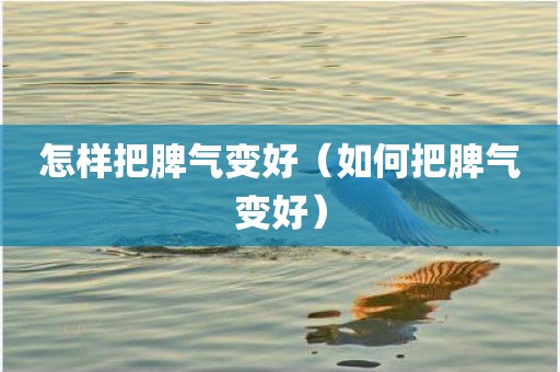 怎样把脾气变好（如何把脾气变好）