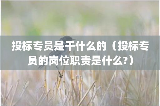 投标专员是干什么的（投标专员的岗位职责是什么?）