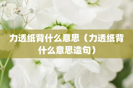 力透纸背什么意思（力透纸背什么意思造句）