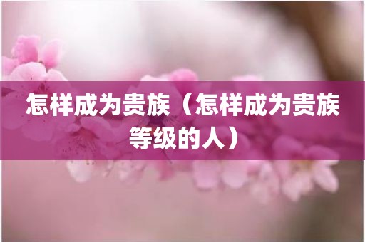 怎样成为贵族（怎样成为贵族等级的人）
