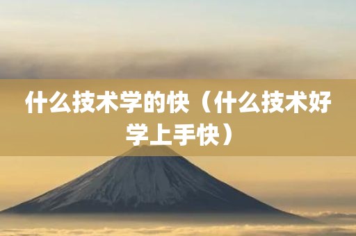 什么技术学的快（什么技术好学上手快）