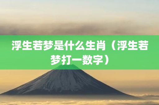 浮生若梦是什么生肖（浮生若梦打一数字）