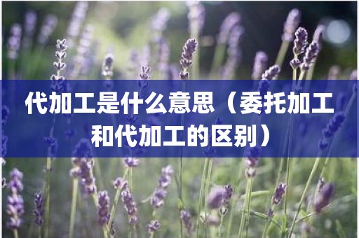 代加工是什么意思（委托加工和代加工的区别）