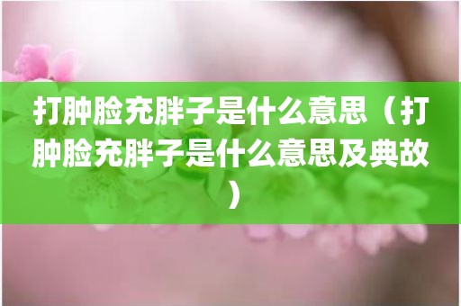 打肿脸充胖子是什么意思（打肿脸充胖子是什么意思及典故）